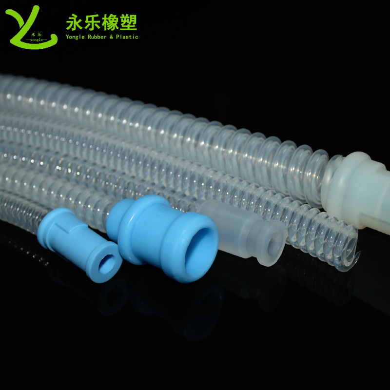 呼吸機硅膠波紋管，透明硅膠波紋管，擠出波紋硅膠管